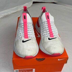 Nike React Phantom Run Flyknit 2 slip on running sneakers white red neon pink